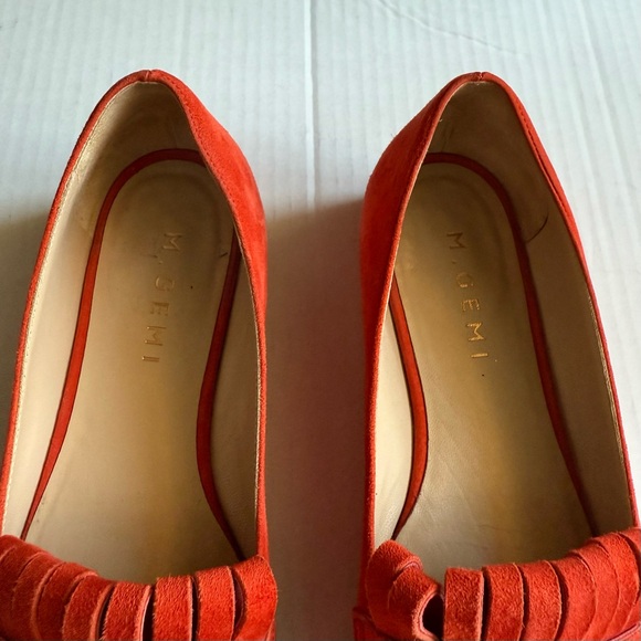 M.Gemi Made in Italy Suede Fringe Loafers — Tangerine Orange — EU 36 / US 6 Twee - Picture 3 of 7
